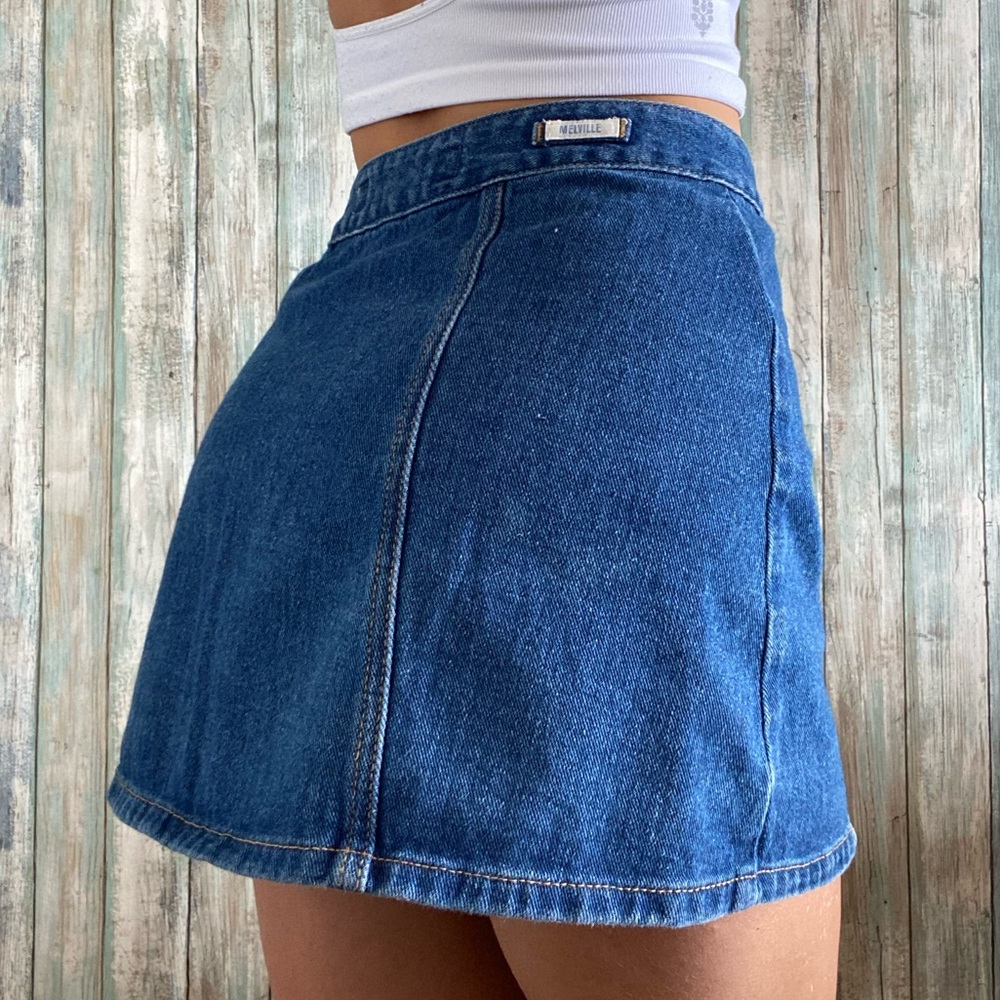 Brandy Melville button up jean skirt mini skirt - Picture 3 of 5